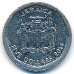 Jamaica, 5 dollars, 2014