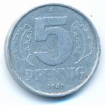 German Democratic Republic, 5 pfennig, 1968–1975