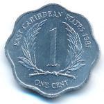 Восточные Карибы, 1 цент (1981–2000 г.)