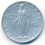 Ватикан, 10 лир (1953 г.)