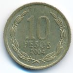 Chile, 10 pesos, 2004