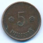 Finland, 5 pennia, 1920