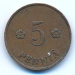 Finland, 5 pennia, 1932
