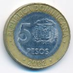 Dominican Republic, 5 pesos, 2002