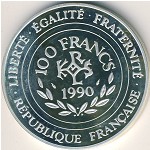 Франция, 100 франков - 15 экю (1990 г.)
