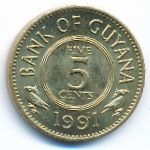 Гайана, 5 центов (1991 г.)
