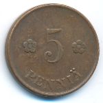 Finland, 5 pennia, 1922