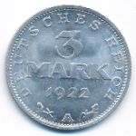 Веймарская республика, 3 марки (1922 г.)