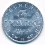 Веймарская республика, 3 марки (1922 г.)