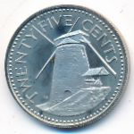 Barbados, 25 cents, 1973