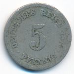 Germany, 5 pfennig, 1875
