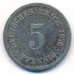 Germany, 5 pfennig, 1876