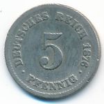 Germany, 5 pfennig, 1876