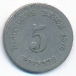 Germany, 5 pfennig, 1876