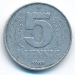 German Democratic Republic, 5 pfennig, 1968