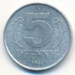 German Democratic Republic, 5 pfennig, 1968
