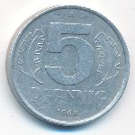German Democratic Republic, 5 pfennig, 1968