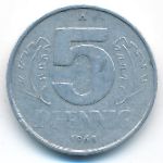 German Democratic Republic, 5 pfennig, 1968