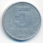 German Democratic Republic, 5 pfennig, 1975