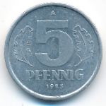 German Democratic Republic, 5 pfennig, 1978–1989