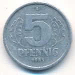 German Democratic Republic, 5 pfennig, 1983