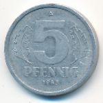 German Democratic Republic, 5 pfennig, 1983