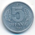 German Democratic Republic, 5 pfennig, 1983