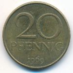 German Democratic Republic, 20 pfennig, 1969