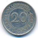 Mauritius, 20 cents, 1990