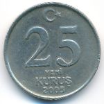 Turkey, 25 new kurus, 2005