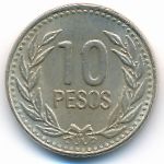 Colombia, 10 pesos, 1989