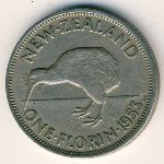New Zealand, 1 florin, 1953–1954