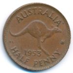Австралия, 1/2 пенни (1953–1954 г.)