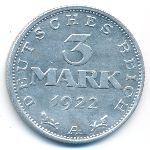 Веймарская республика, 3 марки (1922 г.)