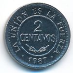 Bolivia, 2 centavos, 1987