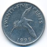 Бермудские острова, 25 центов (1996 г.)