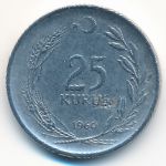 Turkey, 25 kurus, 1960