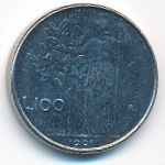 Italy, 100 lire, 1991
