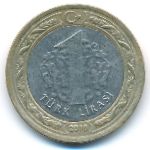 Turkey, 1 lira, 2018