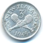 New Zealand, 3 pence, 1946