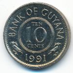 Guyana, 10 cents, 1991
