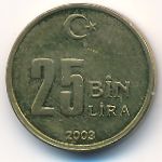 Turkey, 25000 lira, 2001&ndash;2003