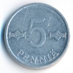 Finland, 5 pennia, 1977