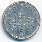 Великобритания, 5 пенсов (1990 г.)