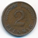 West Germany, 2 pfennig, 1958