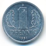 German Democratic Republic, 1 pfennig, 1981