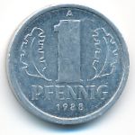 German Democratic Republic, 1 pfennig, 1988