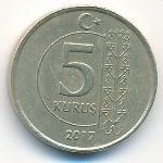 Turkey, 5 kurus, 2017