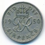 Великобритания, 6 пенсов (1950 г.)