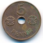 Finland, 5 pennia, 1942